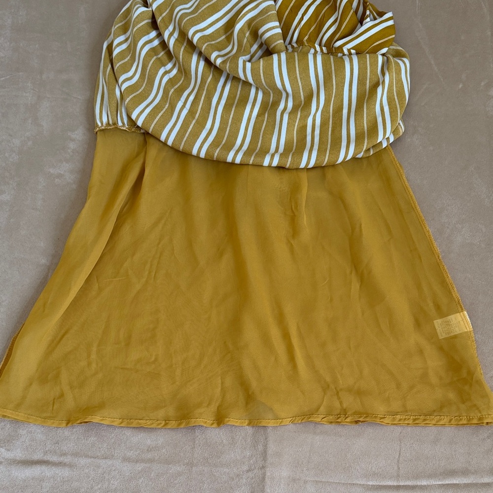 Every Striped Mustard Yellow mock Wrap Dress Size L - Picture 8 of 11